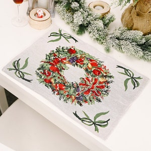 Tischset Platzdecke Set Tischmatte Platzdeckchen Gewebt Weihnachten Platzmatte Kranz