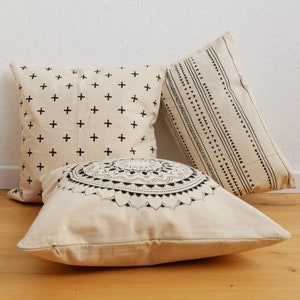 Pillowcase cotton 100% | Canvas | Block printing | 45 x 45 cm | Cushion cover monochrome