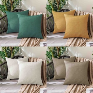 Cushion cover Boho linen look 40x40 45x45 I Green Yellow Khaki Pink Black