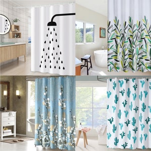 Shower curtain textile 180 x 200 cm bathtub curtain anti-mould including hooks