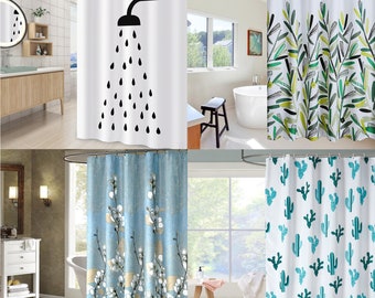 Shower curtain textile 180 x 200 cm bathtub curtain anti-mould including hooks