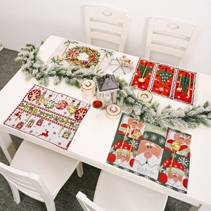 Tischset Platzdecke Set Tischmatte Platzdeckchen Gewebt Weihnachten Platzmatte Bild 2