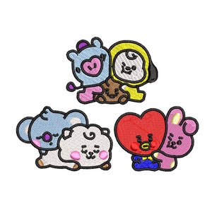 3 PACK BT21 FAM bordado archivo de diseño dst, pes, vp3, jet