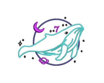bts Whale 4 files sizes file embroidery design file dst, jef, exp, pes, vp3