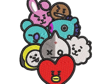 BT21 FAM bordado archivo de diseño dst, pes, vp3, jet