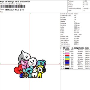 May include: A colorful embroidery design featuring a group of cartoon characters. The characters are all different colors and shapes, and they are arranged in a cluster. The design is perfect for a variety of projects, such as clothing, bags, and home decor.
