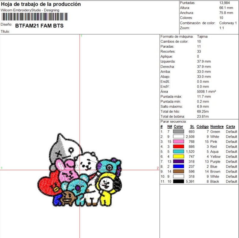 May include: A colorful embroidery design featuring a group of cartoon characters. The characters are all different colors and shapes, and they are arranged in a cluster. The design is perfect for a variety of projects, such as clothing, bags, and home decor.