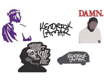 Kendrick Lamar PACK 5 embroidery design 2 sizes file dst, pes, vp3, jef, exp