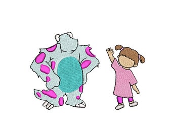 Sulley and Boo MONSTER INC embroidery design file dst, pes, vp3, jet