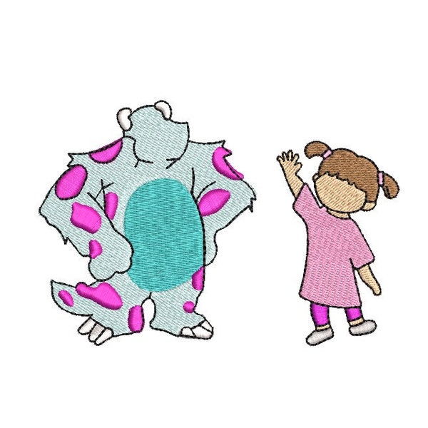 Sulley and Boo MONSTER INC embroidery design file dst, pes, vp3, jet