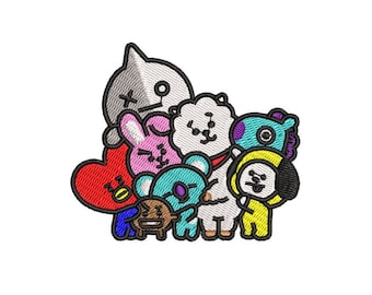 BT21 FAM archivo de diseño de bordado dst, pes, vp3, jet