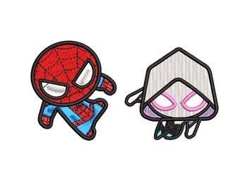 Spider Man and Spider Gwen embroidery design file dst, pes, vp3, jet
