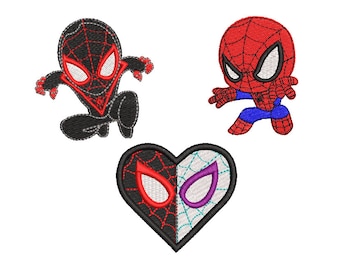 Spider Man and Spider heart embroidery design file dst, pes, vp3, jet