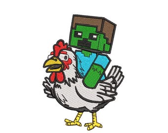 CHICKEN AND ZOMBIE embroidery design file dst, pes, vp3, jef, exp