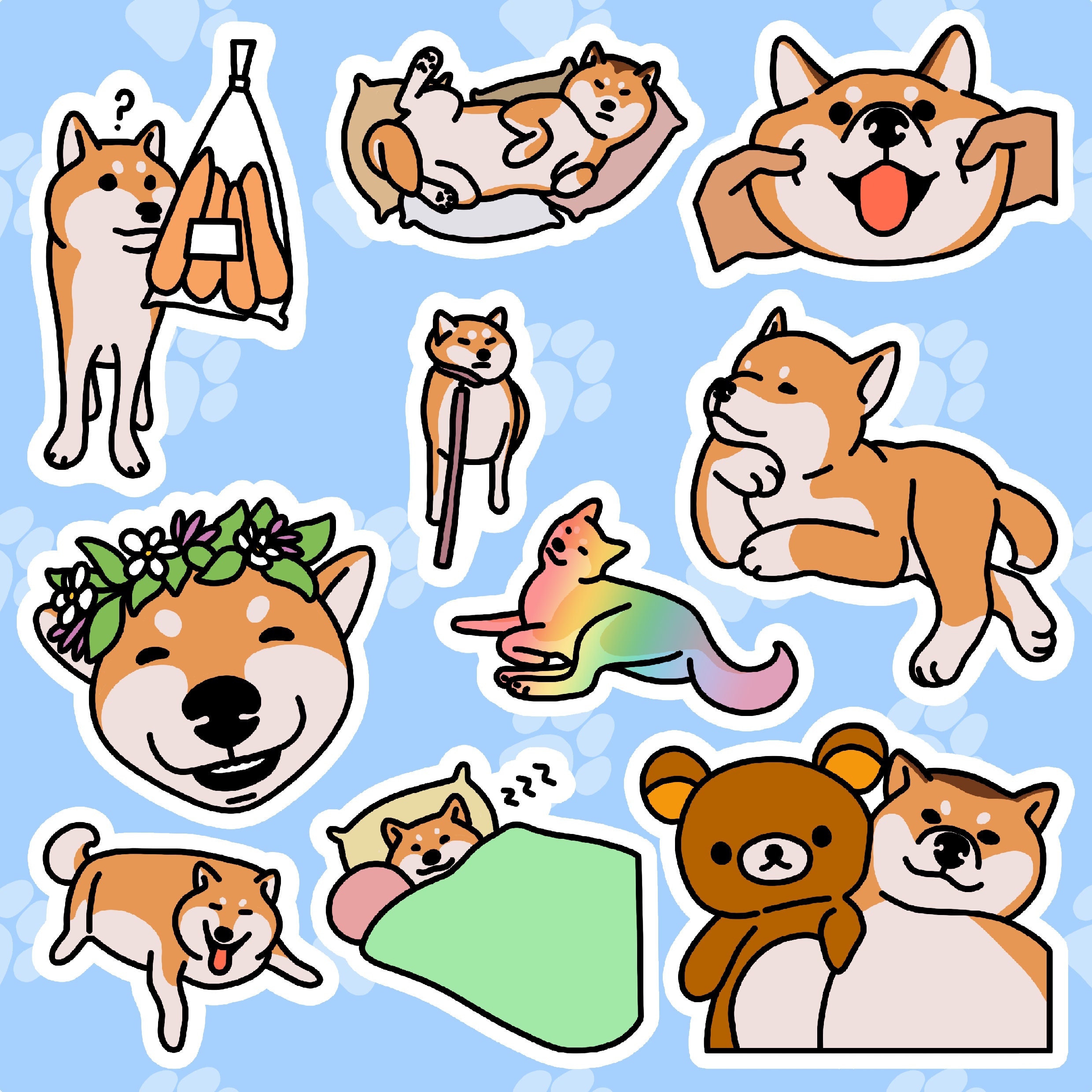 Shiba Inu Cute Sticker Pack - Vinyl Decal Stickers - 10 Stickers - Etsy UK