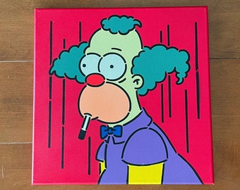 Krusty The Clown - 9 Layer Spray Paint Stencil Painting - The Simpsons Art