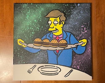 Jambons cuits à la vapeur, écorcheur principal - Art au pochoir de peinture en aérosol 9 couches - Les Simpson