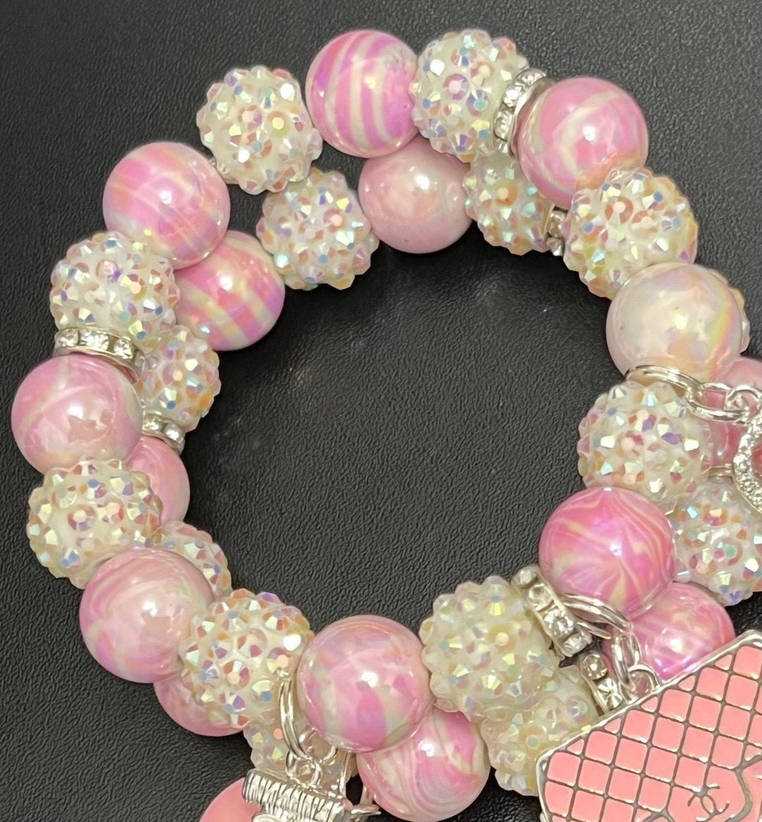 Beaded Charm Bracelet Cotton Candy Set 2 Piece Wrist Candy Etsy