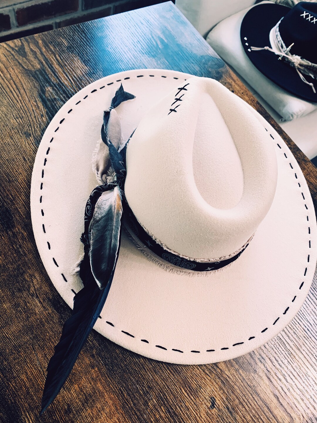 Classic Cream Rancher Hat Wide Brim Hat Flat Brim Hat Etsy