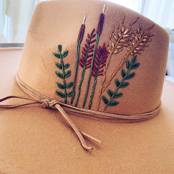 Wildflower Rancher Hat | Wide Brim Hat | Flat Brim Hat | Hand Embroidered Hat