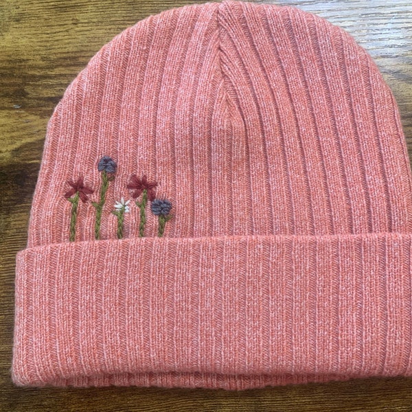 Floral Beanie | Hand Embroidered Beanie | Beanie Hat