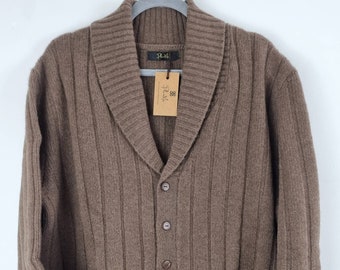 Cardigan homme 100% laine de yak/patte de boutonnage/poches/marron clair/très chaud/laine durable