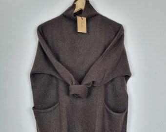 Suéter de lana de yak // Vestido de lana de yak // Hecho de 100% lana de yak // Cálido/Aislante/Talla única/Gris y marrón oscuro/Elaborado con recursos renovables