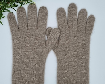 Guantes elegantes de 100 % cachemira / con estilo / que retienen el calor / transpirables / hipoalergénicos / beige / guantes de mujer / naturales