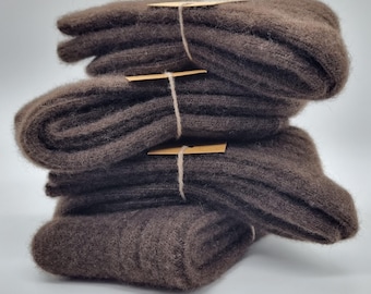 Paquete económico de 4 pares de calcetines de cama extra cálidos / calcetines de lana con patrón de canalé hechos de 100% lana de yak, que retienen el calor y son transpirables