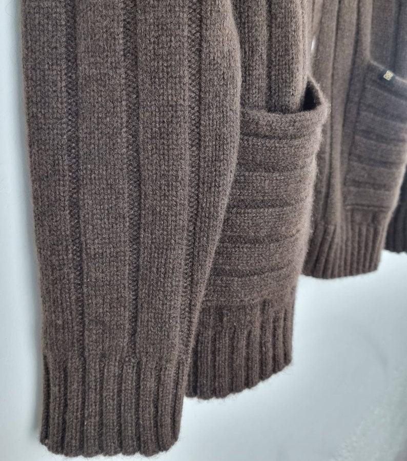 Men's cardigan made of 100% yak wool/with pockets and buttons in brown image 2