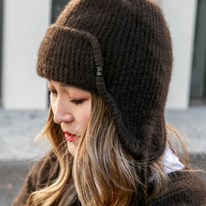 Trapper hat/unisex made of 100% yak wool in dark brown/heat-retaining/breathable/made from renewable raw materials image 3