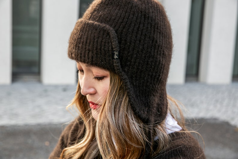 Trapper hat/unisex made of 100% yak wool in dark brown/heat-retaining/breathable/made from renewable raw materials image 3