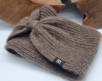 Ear warmer/turban made from 100% yak wool in grey/light brown, heat-retaining/breathable/made from renewable resources/skin-friendly