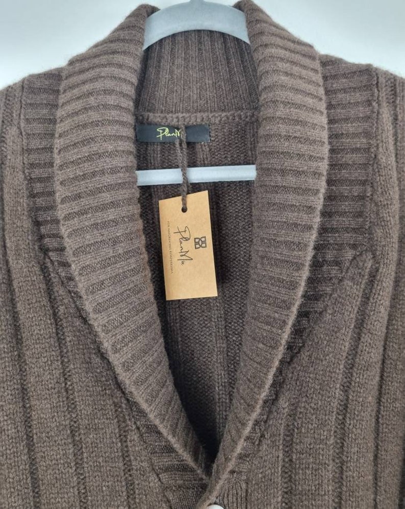 Men's cardigan made of 100% yak wool/with pockets and buttons in brown image 3