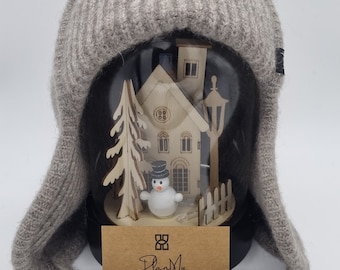Gorro de invierno/gorro de trampero/unisex fabricado 100% en lana de yak en color gris/retiene el calor/transpirable/agradable para la piel/