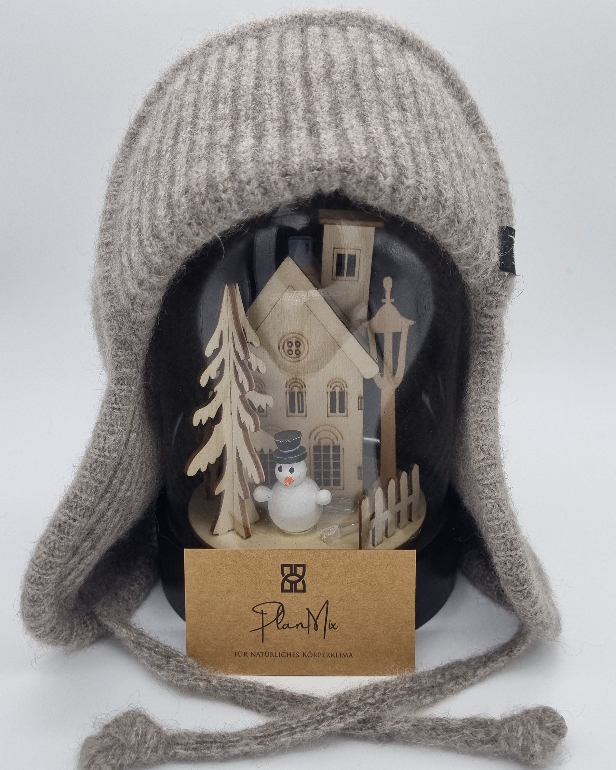 Winter hat/trapper hat/unisex made of 100% yak wool in grey/heat-retaining/breathable/skin-friendly/