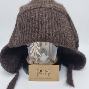 Trapper hat/unisex made of 100% yak wool in dark brown/heat-retaining/breathable/made from renewable raw materials image 1