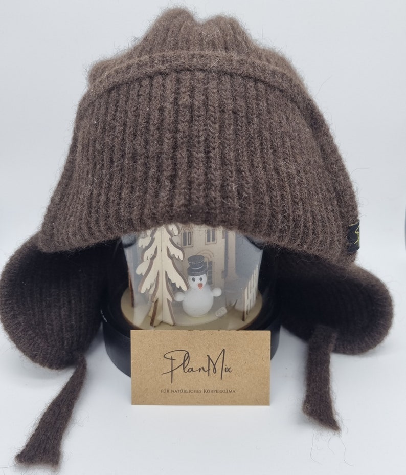 Trapper hat/unisex made of 100% yak wool in dark brown/heat-retaining/breathable/made from renewable raw materials image 1