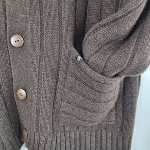 Men's cardigan made of 100% yak wool/with pockets and buttons in brown image 4