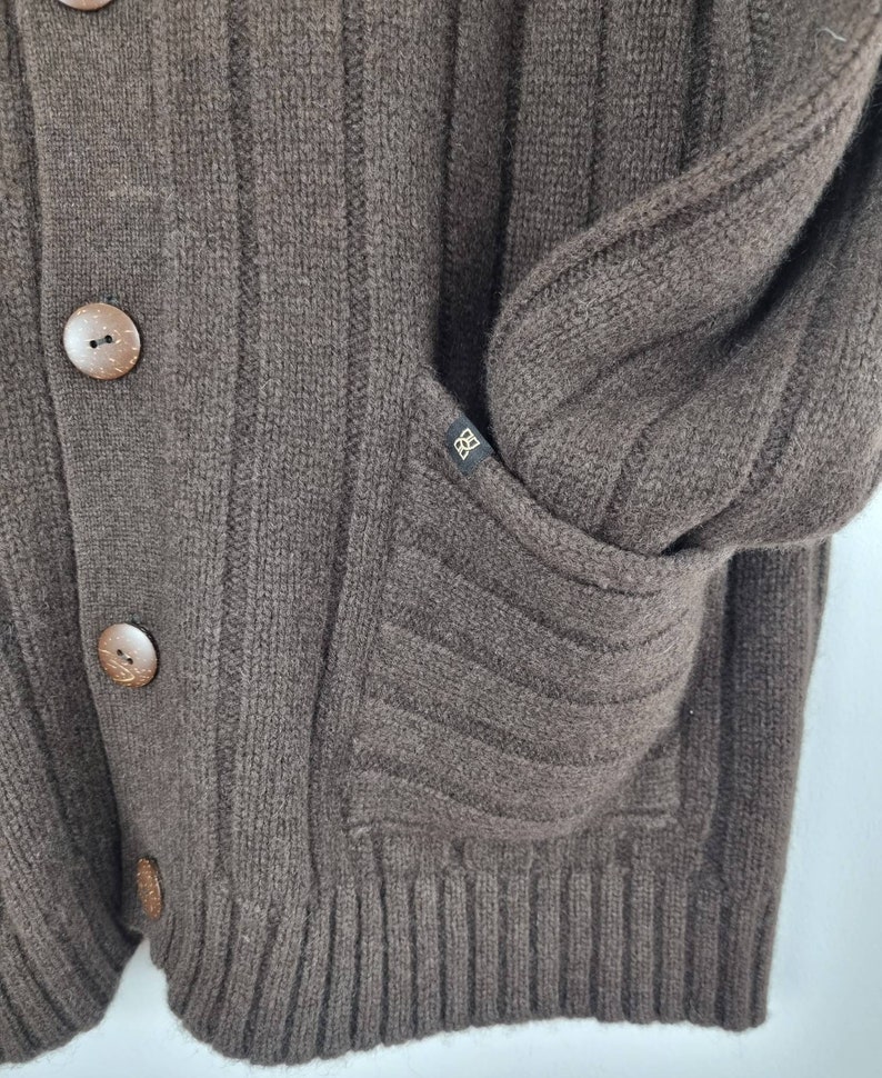 Men's cardigan made of 100% yak wool/with pockets and buttons in brown image 4