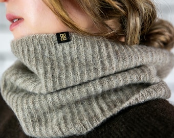 Scaldacollo in 100% lana di yak/grigio/che trattiene il calore/traspirante/realizzato con materie prime rinnovabili/delicato sulla pelle