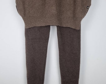 Leggings made from 100% yak wool, extremely warm, in dark brown/stretch/unisex