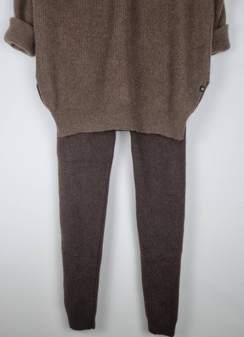 Leggings made from 100% yak wool, extremely warm, in dark brown/stretch/unisex image 1