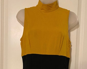 1987-1994 Vintage Rayon Linen Blend Colorblock Dress Made By Componix in the USA
