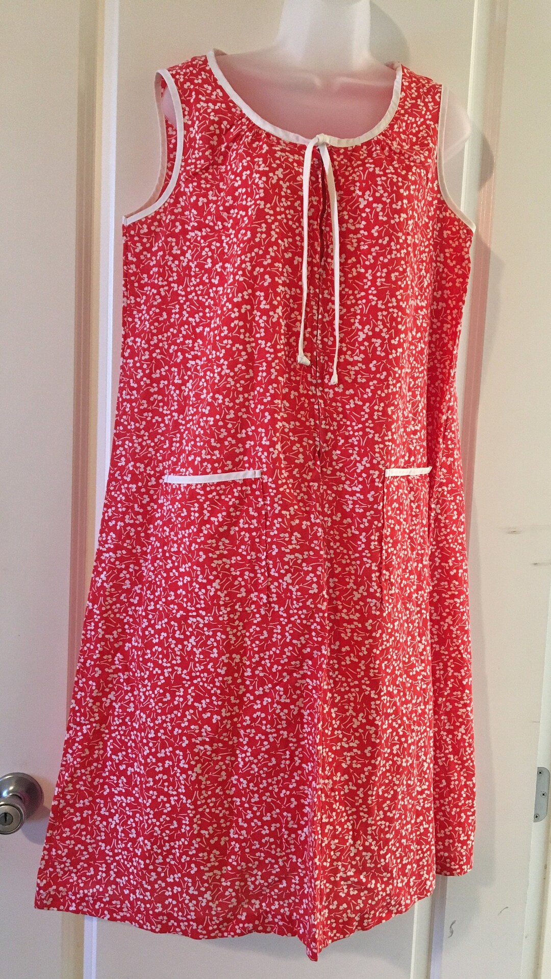 NPC Fashions Red Floral House Dress Large - Etsy