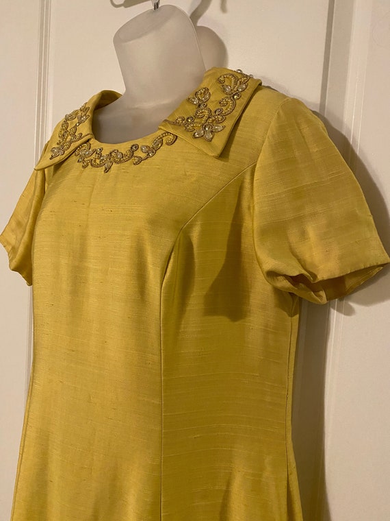 1960s Mod Sunshine Yellow Dress Embroidered And J… - image 2
