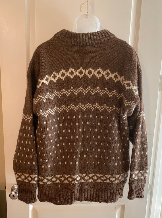 Vintage Icelandic Pure Wool Sweater Knitted In Gr… - image 2