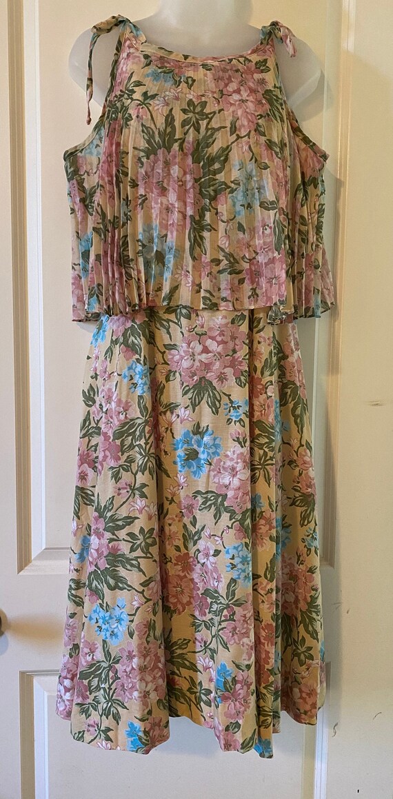 1970s Vintage Floral Pastel Flowing Dress Boho med