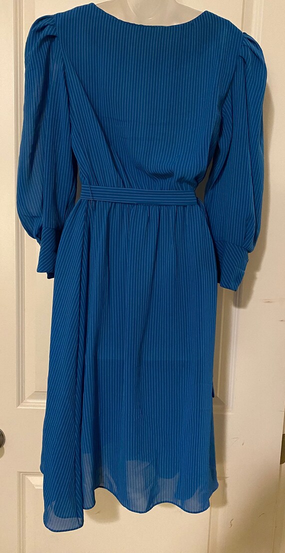 1970s semi sheer blue striped dress small - image 3