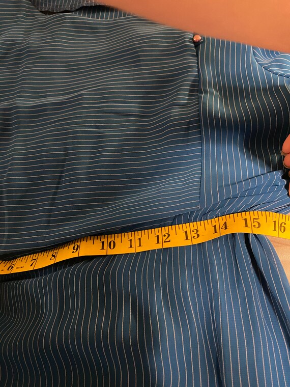 1970s semi sheer blue striped dress small - image 7